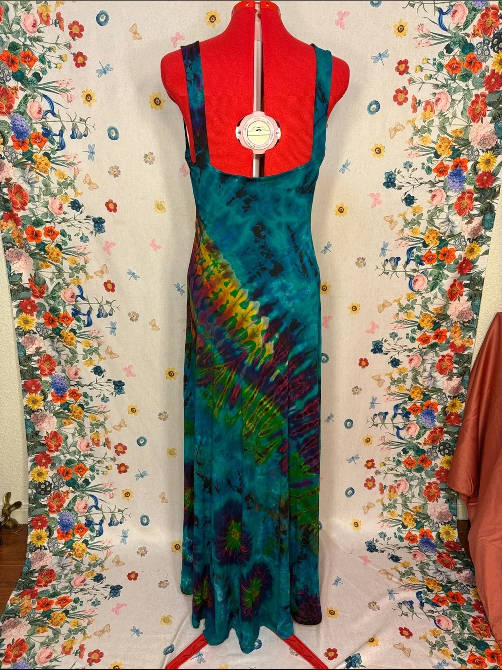 Jayli - Turquoise Tie-Dye Sleeveless Maxi Dress w/ Scoop Back Festival Dance Fun